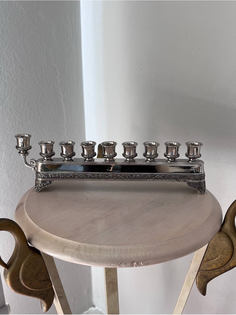 Classic Silver-Tone Menorah Decorative Hanukkah Candle Holder